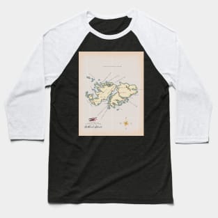 Illustrated map of the British Falkland Islands Baseball T-Shirt